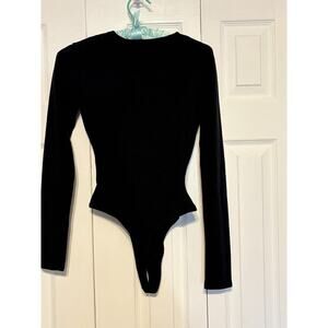 Madewell Crossover Bodysuit Long Sleeve Cotton Womens Small Tight Dark Romantic